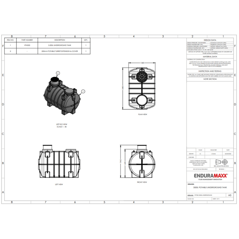Enduramaxx 3,500 Litre Underground Rainwater Harvesting Tank