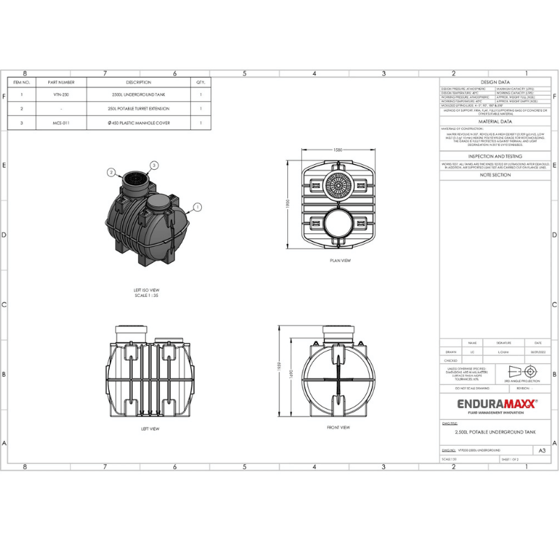 Enduramaxx 2,500 Litre Underground Rainwater Harvesting Tank
