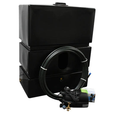 Ecosure 1200L EasyConnect Above-Ground Rainwater Harvesting System - front  view black variant on white background