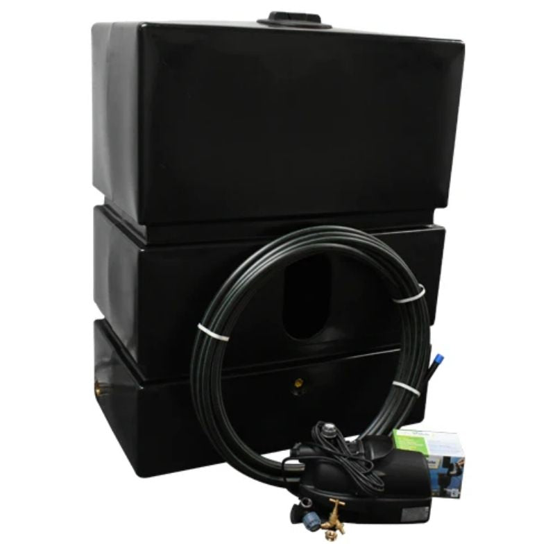 Ecosure 1200L EasyConnect Above-Ground Rainwater Harvesting System - front  view black variant on white background