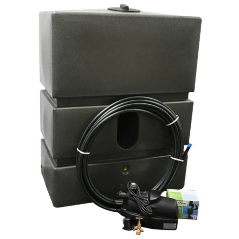 Ecosure 1200L EasyConnect Above-Ground Rainwater Harvesting System - front view millstone variant on white background