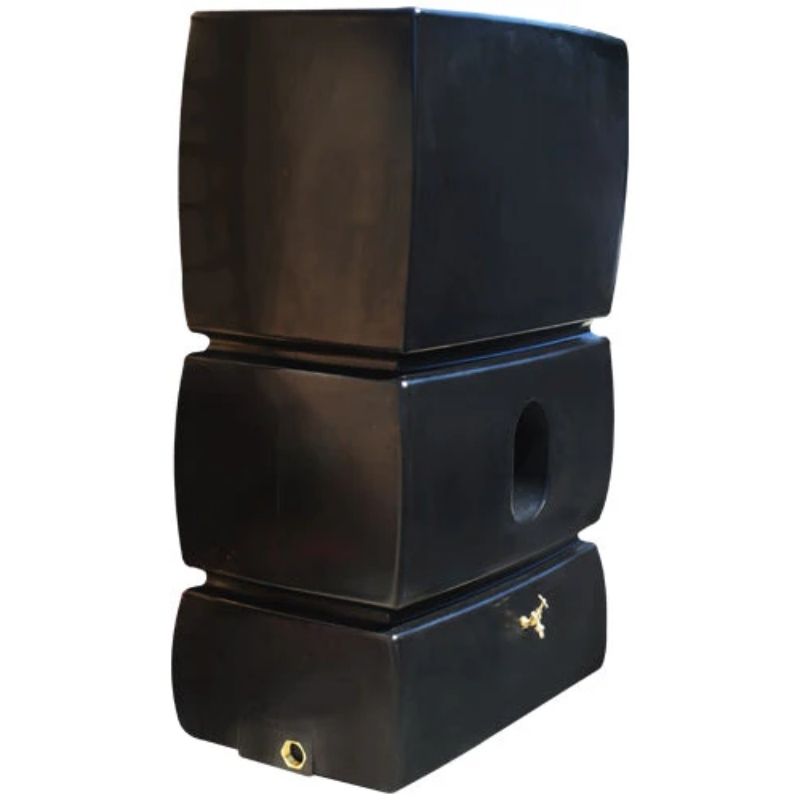 Ecosure 1500L EasyConnect Above-Ground Rainwater Harvesting System - landscape view black variant on white background