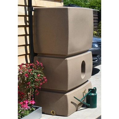 Ecosure 1500L EasyConnect Above-Ground Rainwater Harvesting System - landscape view sandstone variant on white background