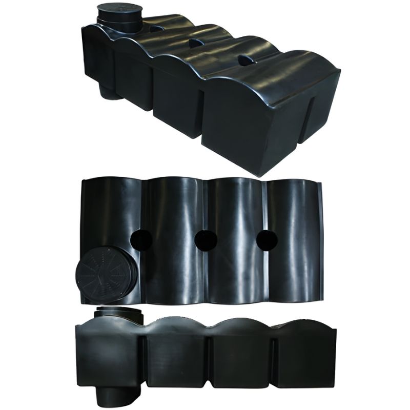 Ecosure 1500L Super Complete Underground Rainwater Harvesting System - three angle view on white background