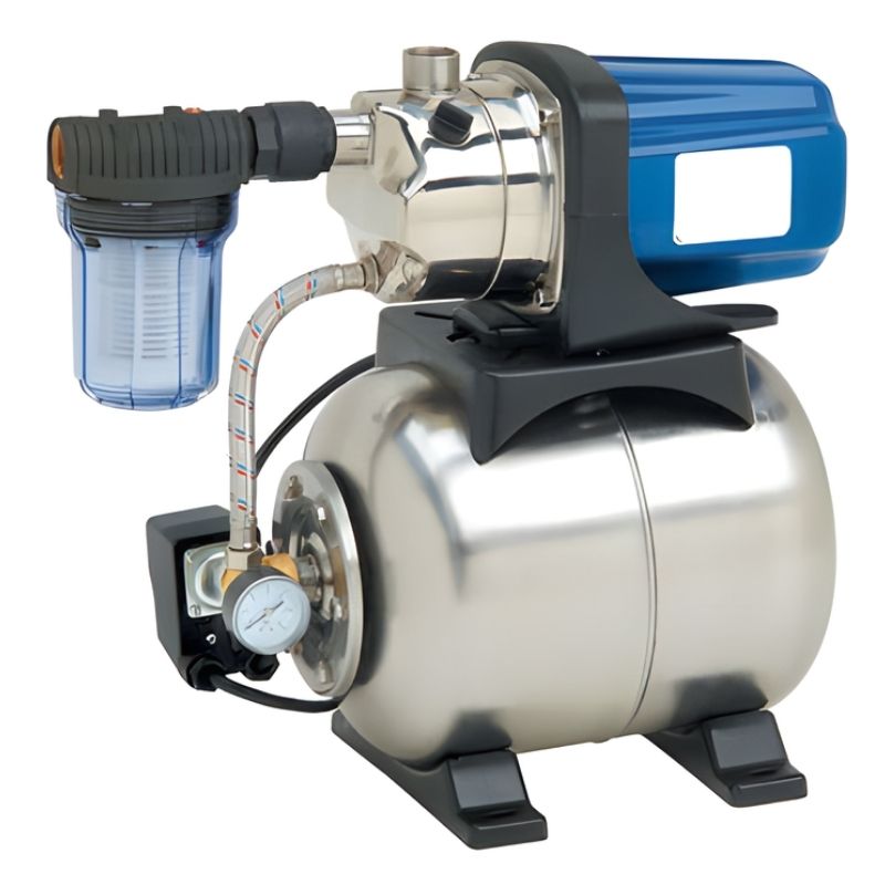 Ecosure 1950L Super Complete Underground Rainwater Harvesting System - front view pump on a white background