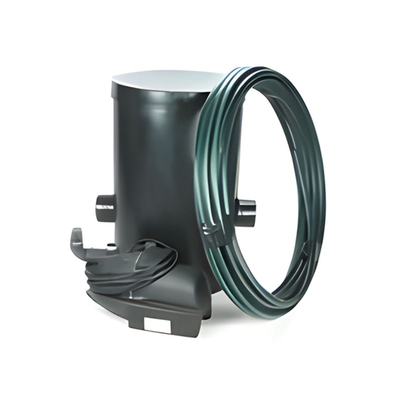 Ecosure 5000L EasyHydro Underground Rainwater Harvesting System - black container and hose on  white background