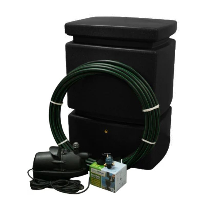 Ecosure 525L EasyConnect Above-Ground Rainwater Harvesting System - front view black variant on white background