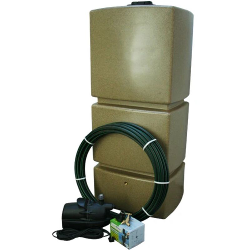 Ecosure 825L EasyConnect Above-Ground Rainwater Harvesting System - front view sandstone variant on white background