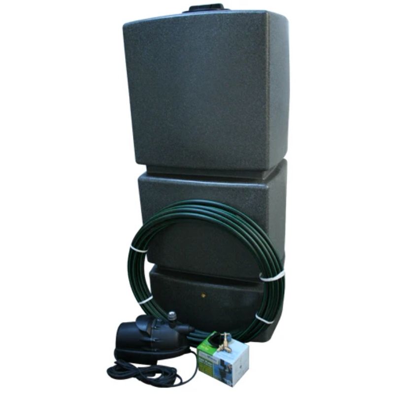 Ecosure 825L EasyConnect Above-Ground Rainwater Harvesting System - front view millstone variant on white background