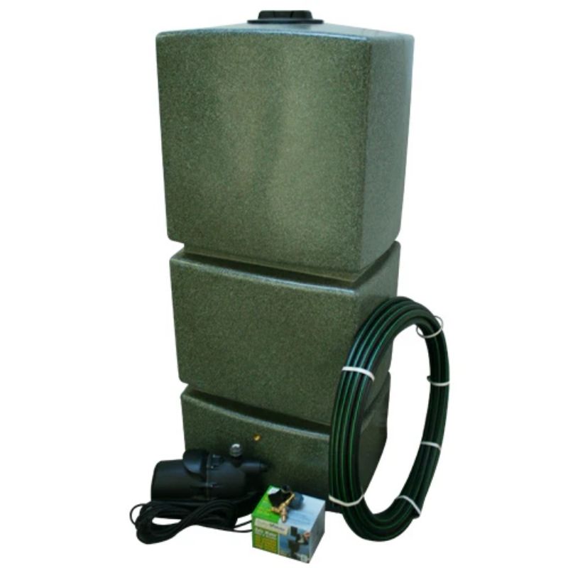 Ecosure 825L EasyConnect Above-Ground Rainwater Harvesting System - front view green marble variant on white background