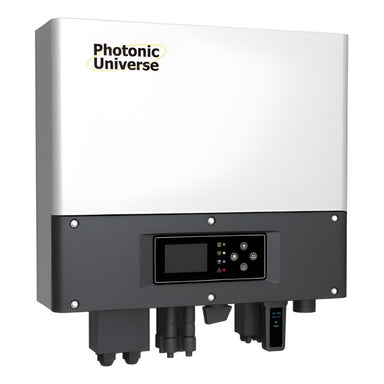 Photonic Universe Hybrid Grid Tie Pure Sine Wave Inverters - Stellar 6.0kW 48V - front view with digital display on white background